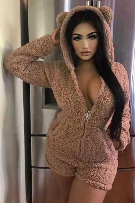 Neuve ZipaLicious™ - Hooded Cosy Long Sleeve Plush Jumpsuit